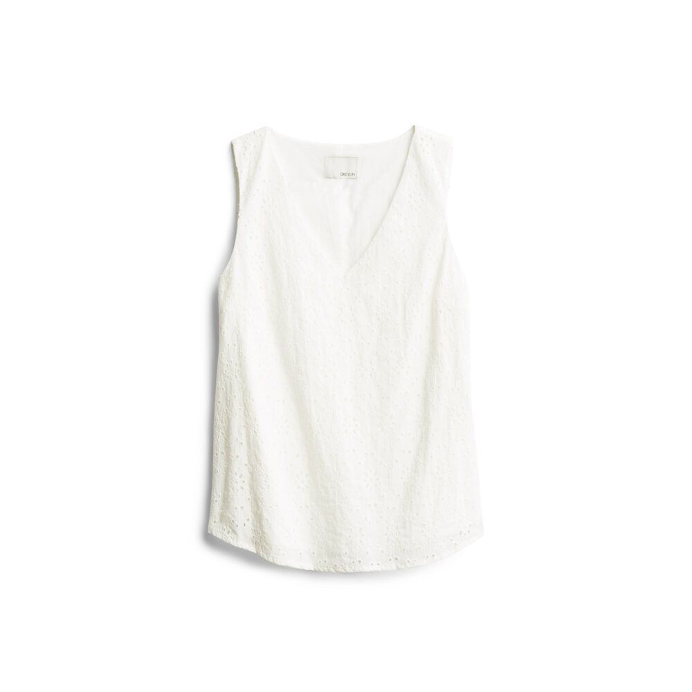 NWOT Greylin Caprice Eyelet V-Neck Top – Elegant 100% Cotton Blouse